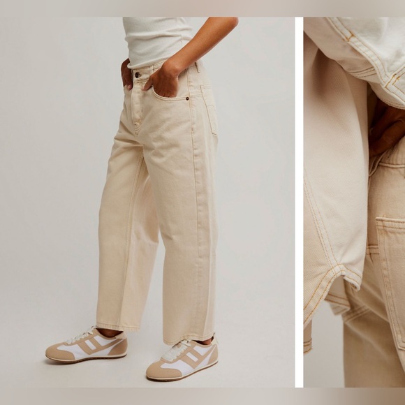 NWOT Free People We The Free Deep Trance Dropped Boyfriend Jeans casual khaki 25 - Picture 5 of 12